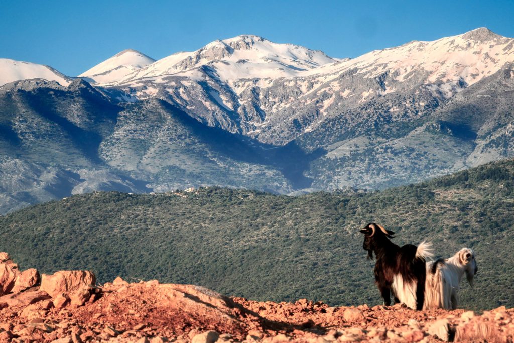 View of Lefka Ori (White Mountains) from Aptera village, Chania, Crete